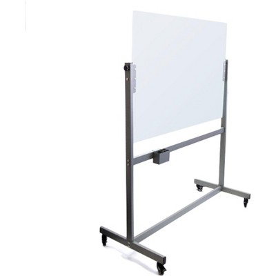 U Brands Magnetic Glass Dry Erase Board Rolling Easel 48x40 White Frosted 2914U00-01