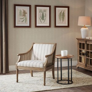 CAVINAS Polyester Accent Chair with Mid-Height Backrest and Cane Webbing Arms,Upholstered Living Room Chairs,Reading Chairs for Living Room - 1 of 4