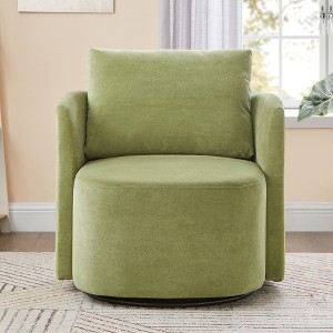 Akoasm 29.9 Inch Modern Upholstered Curved Design 360 Degree Swivel Accent Sofa Armchair For Hotel Living Room & Bedroom-Green - 1 of 4