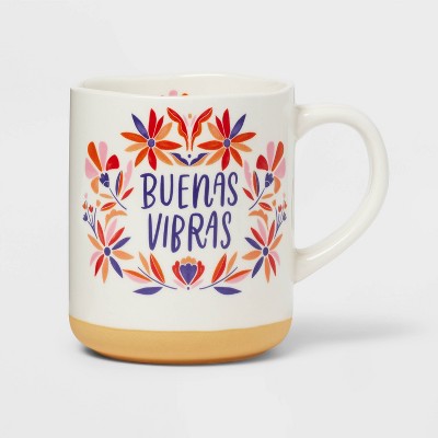 16oz Stoneware Buenas Vibras Mug White - Opalhouse™: Microwave & Dishwasher Safe, Spanish Coffee Drinkware, 1 Piece