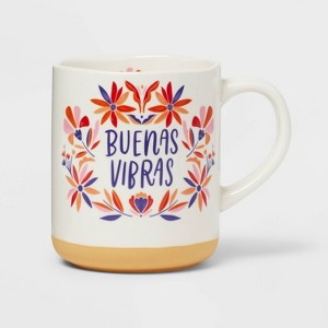 16oz Stoneware Buenas Vibras Mug White - Opalhouse™: Microwave & Dishwasher Safe, Spanish Coffee Drinkware, 1 Piece - 1 of 3