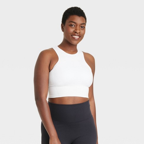 Women's Seamless Medium Support High-neck Longline Sports Bra - All In  Motion™ White Xxl : Target