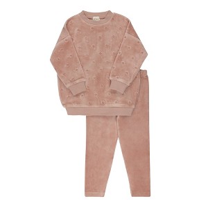 Ely's & Co. Toddler Velour 2-Piece Lounge Set - Embroidered Floral Collection - 1 of 2