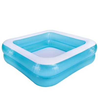 Pool Central 4.75ft. Inflatable Blue and White 2-Ring Swimming Pool