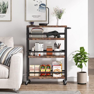 Jump Into Fun 20" Slim Storage Cart, 4 Tier Rolling Cart With Wheels, Narrow Laundry Cart With Handle, Pantry Shelf For Small Spaces
