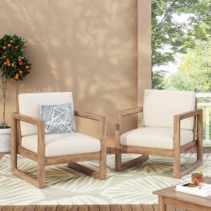 PAGED Wood Patio Dining Chairs Patio Chairs with Waterproof Thick Cushion Deep Seating for Garden, Patio, Lawn - 1 of 4