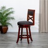 FONTOI 44" Swivel Upholstered Barstools with Back, French Bar Stools with Flared Leg for Living Room Kitchen, Dark Brown&Black, 24"*44"*24" - 4 of 4
