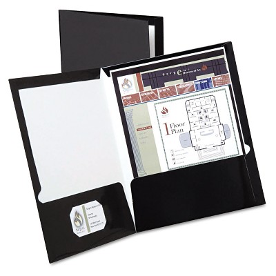 Oxford High Gloss Laminated Paperboard Folder 100-Sheet Capacity Black 25/Box 51706