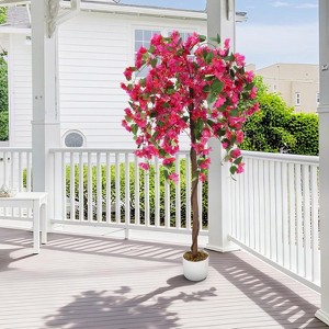 Artificial Bougainvillea Tree,4FT Faux Silk Bougainvillea Plant with Pot for Indoor Outdoor Decor - 1 of 4