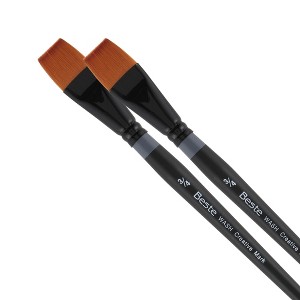 Creative Mark Beste Golden Taklon Wash 3/4" - 2 Pack Artist Brush, Professional Watercolor Brushes, For Acrylic Painting, Short Handle, Sharp Edges, - 1 of 4