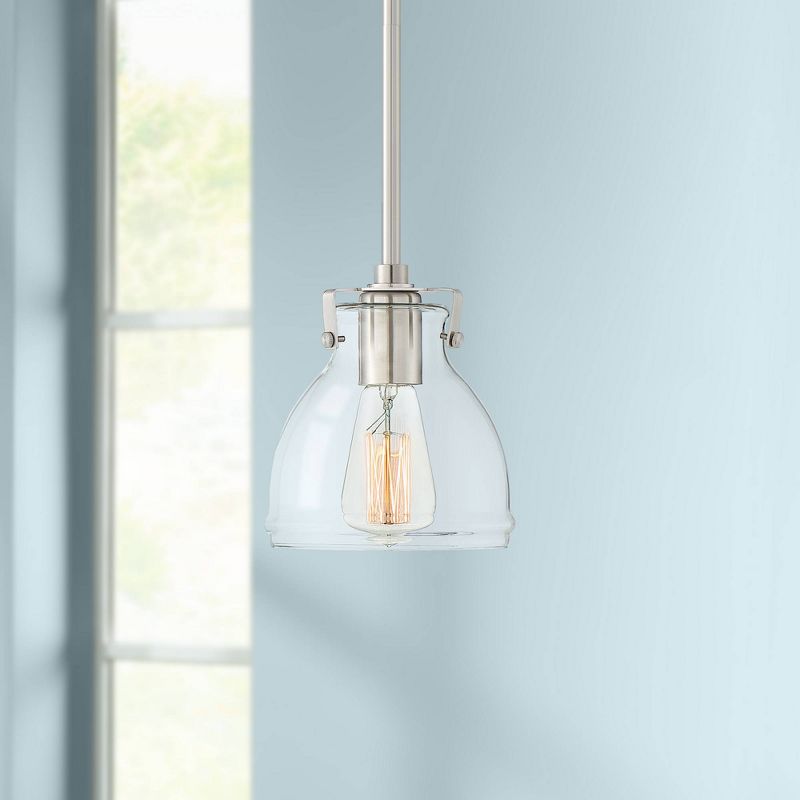 Possini Euro Design Bellis Brushed Nickel Mini Pendant Light 6 1/2" Wide Modern Industrial Clear Glass Shade for Dining Room Home Foyer Kitchen Island, 2 of 8