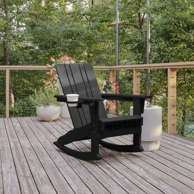 Black HDPE Adirondack Rocking Chair with Armrests