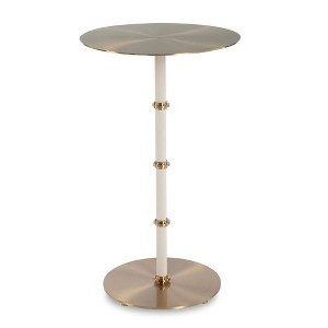 Uttermost Cyprus Accent Table- Soft Textured Faux Shagreen and Elegant Brass Details - 1 of 4