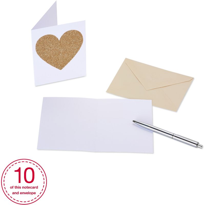 10ct Blank Cards with Envelopes Heart Gold, 4 of 7