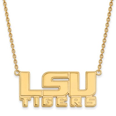 Black Bow Jewelry 10k Yellow Gold Louisiana State Fighting Tigers NCAA Necklace 18 Inch