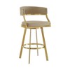 HomeRoots 30" Sand and Gold Faux Leather and Stainless Steel Low Back Bar Height Swivel Bar Chair - 4 of 4