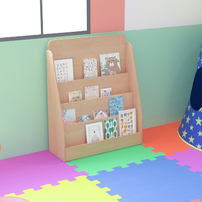 Natural Wood Kids Book Storage Shelf with Curved Edges