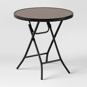 18.11"x19.09" Glass Folding Round Outdoor Patio Accent Table - Room Essentials™ - 1 of 4