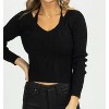 Women's KNIT COLLAR TIE LONG SLEEVE TOP - Fore - 2 of 4