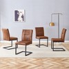 DOMETOUR 4 Ergonomic Brown Tech Fabric Dining Chairs, Simple Line Design, Comfy Sponge Filling, Black Metal Legs, Set of 4 - 3 of 4