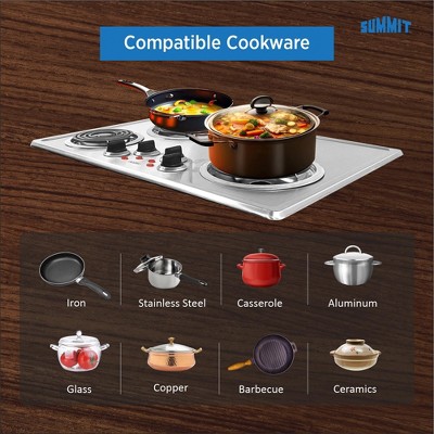 Summit 30" Stainless Steel 4-Burner Electric Cooktop