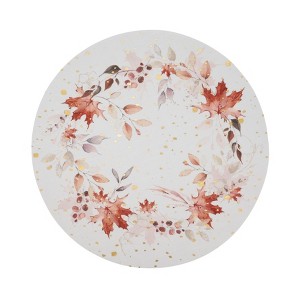 Saro Lifestyle Warmth of Fall Wreath Placemat (Set of 4), White, 15"x15" - 1 of 4