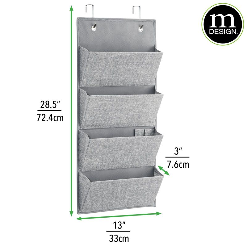 mDesign Fabric Over Door Hanging Office Storage, 4 Pockets, 4 of 9