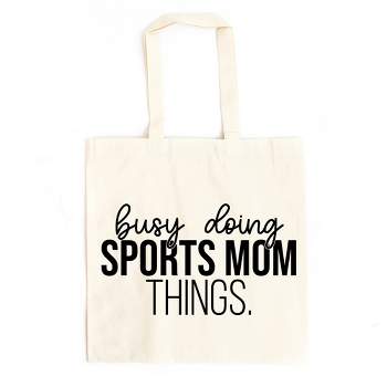 City Creek Prints Busy Doing Sports Mom Things Canvas Tote Bag - 15x16 - Natural