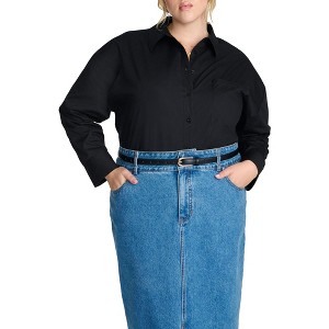 ELOQUII Elements Women's Plus Size Oversized Button Down Top - 1 of 2