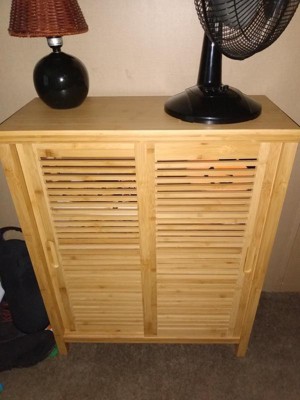 Linon Bracken 1-Door Floor Cabinet, Natural Bamboo