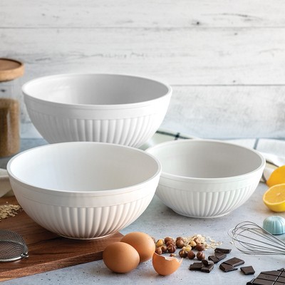 White 3-Piece Melamine Prep and Serve Mixing Bowl Set