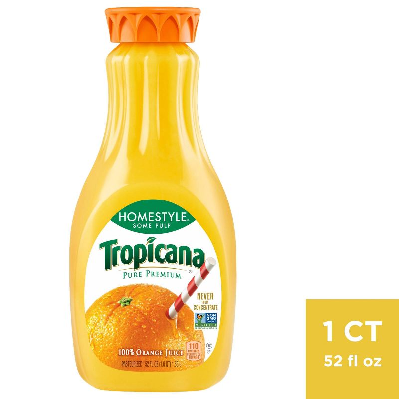 Tropicana Pure Premium Some Pulp Homestyle Orange Juice - 52 fl oz, 1 of 4