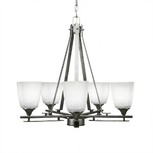 Toltec Lighting Uptowne 5 - Light Chandelier in  Aged Silver with 4.5" Square White Muslin Shade - 1 of 1