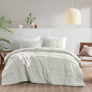 510 Design Full Porter Soft Washed Pleated Comforter Set Silver - 1 of 4