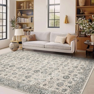 Washable Area Rugs for Living Room Soft Floral Boho Vintage Oriental Indoor Carpet Rug - 1 of 4
