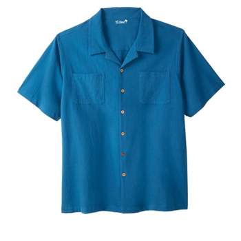 Kingsize Men's Big & Tall Gauze Mandarin Collar Shirt - Big - 7xl, Blue ...