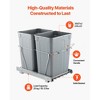 VEVOR Pullout Trash Can for Kitchen Cabinets, 35 QT x2 Double Under Sink Garbage Waste Recycling Bin, Under Mount Waste Container, Gray - 4 of 4