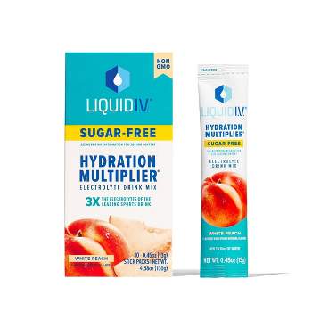 Liquid I.V. Sugar Free Hydration Multiplier Vegan Powder Electrolyte Supplements - White Peach - 0.45oz /10ct