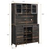 WhizMax 70" Farmhouse Coffee Bar Wine Cabinet with Sliding Barn Doors, Tall Kitchen Hutch with Wine & Glasses Rack, for Kitchen, Dining Room, Oak - 2 of 4
