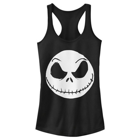 Juniors Womens The Nightmare Before Christmas Halloween Jack Skellington Big Face Racerback Tank Top - image 1 of 4