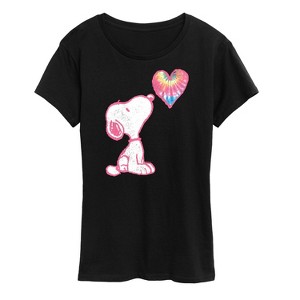 Women's - Peanuts - Snoopy Pastel Rainbow Heart Short Sleeve Graphic T-Shirt - 1 of 4