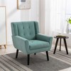 CAVINAS Linen/Velvet/Teddy/Leather Upholstered Accent Chair with Black Legs,Modern Upholstered Armchair with Wood Frame for Living Room - 2 of 4