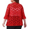 Agnes Orinda Women's Plus Size Casual Open Front 3/4 Sleeve Sheer Lace Cardigan - 4 of 4
