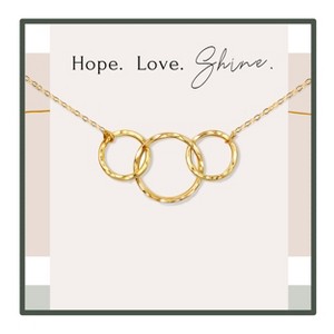 HOPE LOVE SHINE Three 3 Ring Interlocking Circles Necklace - Minimalist Jewelry in Gold or Silver for Women - 1 of 4
