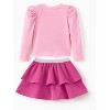 Disney Frozen Elsa Stitch Princess Minnie Toddler Girl 2 Piece Outfit Puff Sleeve Shirt&Sparkle Skirt Set Birthday Dress - 2 of 4