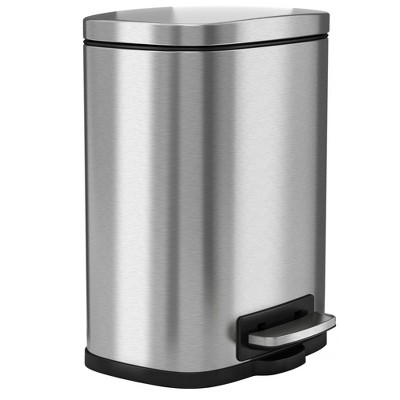 halo quality 1.32gal Premium SoftStep Stainless Steel Step Trash Can: Kitchen Trash Can with Lid, Nonslip Base, Removable Bucket