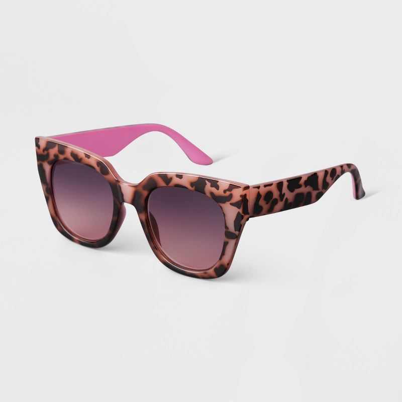 Women&#39;s Oversized Two-Tone Tortoise Shell Cateye Sunglasses - A New Day&#8482; Tan, 2 of 8