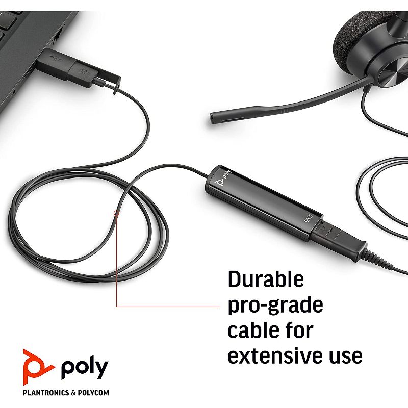 Poly DA75 USB-A / USB-C Digital Adapter - Works with Poly Call Center Quick Disconnect (QD) Headsets - Works with Avaya, Genesys & Cisco call center, 5 of 7