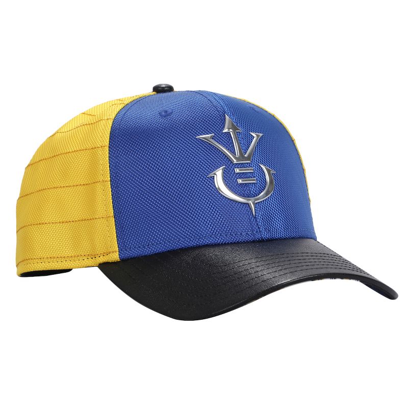 Dragon Ball Z Vegeta Super Saiyan Crest Men's Blue & Yellow Precurve Snapback Hat, 4 of 7