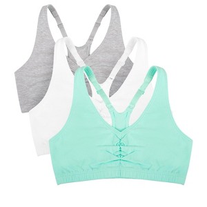 Fruit of the Loom Women's Shirred Front Racerback Sports Bra 3-Pack - 1 of 4